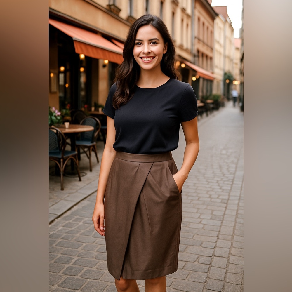 Anthropologie Fei Silk Blend Tulip Skirt Brown Size 10